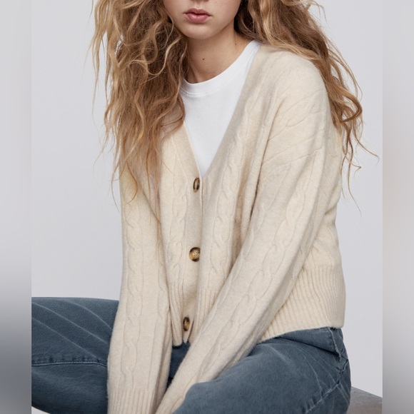 Zara Sweaters Zara Cable Knit Cardigan Poshmark